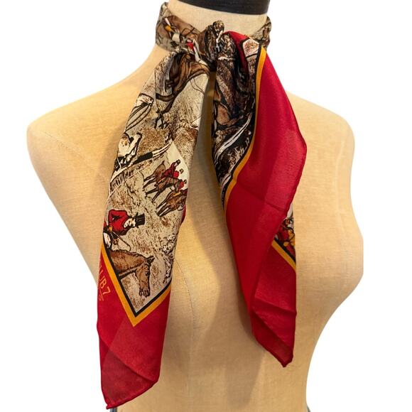 CLUB 7 Echo Equestrian Horse Silk Square Scarf Neck Tie Vintage - Picture 1 of 4